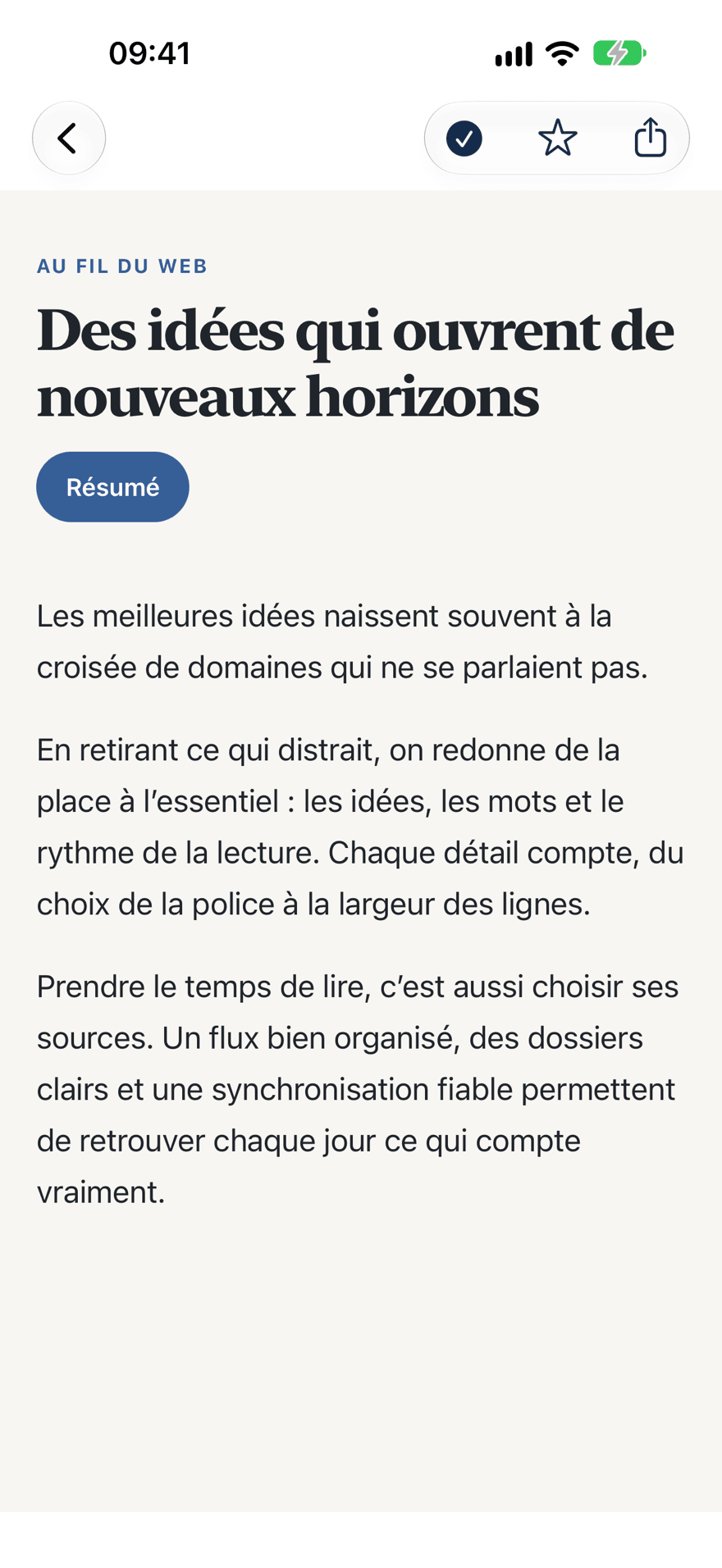 Mode lecture — iPhone